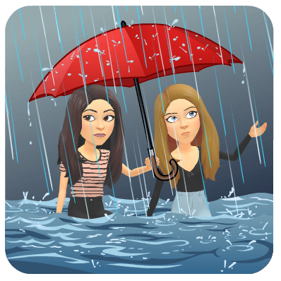 Rose and Jackie in Rain Bitmoji