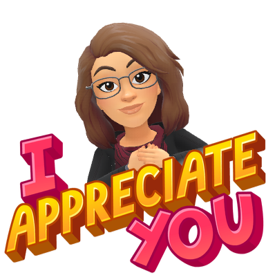 A Bitmoji with the slogan "I appreciate you"