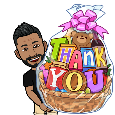 you holding a giant gift basket that says thank you