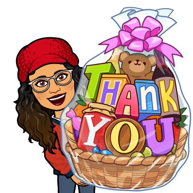 you holding a giant gift basket that says thank you