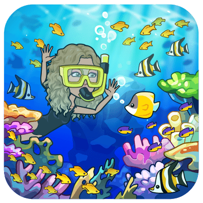 snorkeling under water with fish