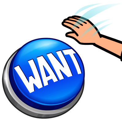 hand pushing a want sign button